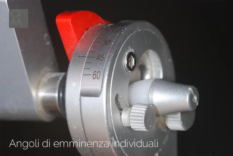 Articolatore: regolazione degli angoli di eminenza individuali